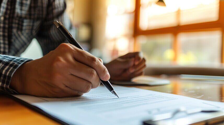 signing homeowners insurance paperwork