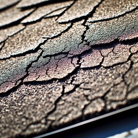 cracked asphalt roof shingle
