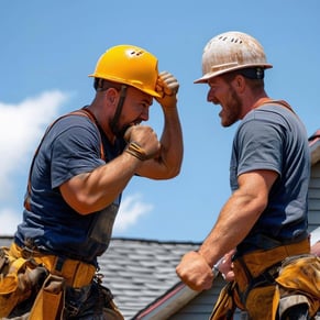 two roofers ready to fight each other