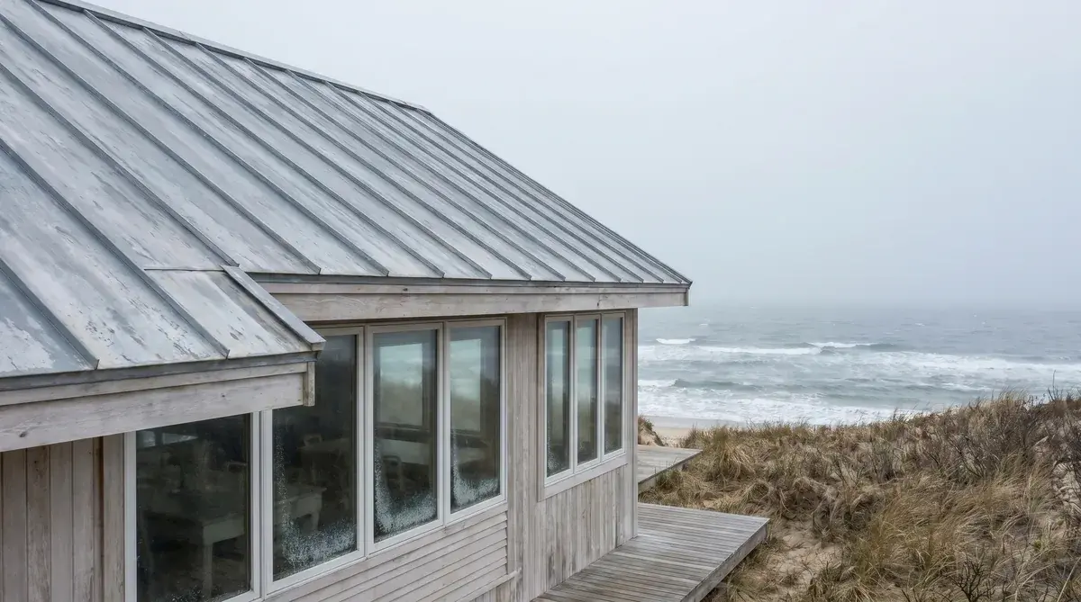 aluminum standing seam roof on coastal home in salt air environment