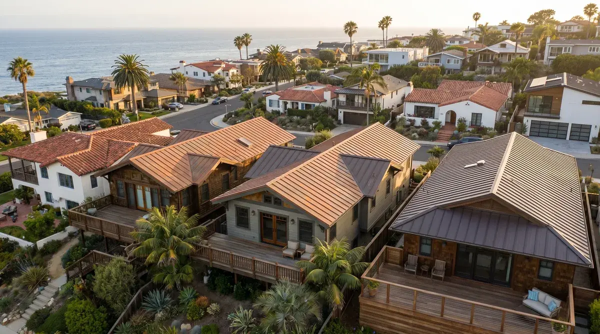 Myrtle Beach area neighborhood showing both metal and tile roofs