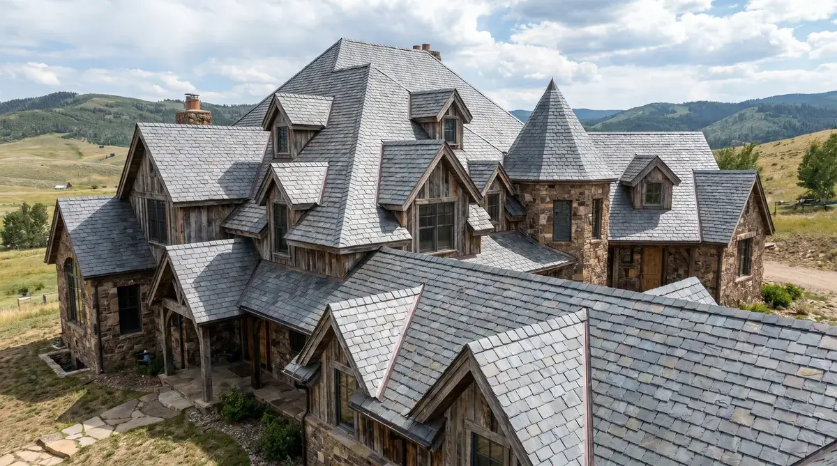 Complex roof showing multiple ridges and intersections