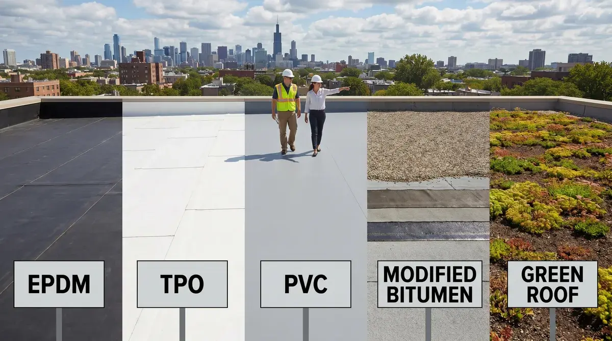 Comparison of different flat roof materials side by side