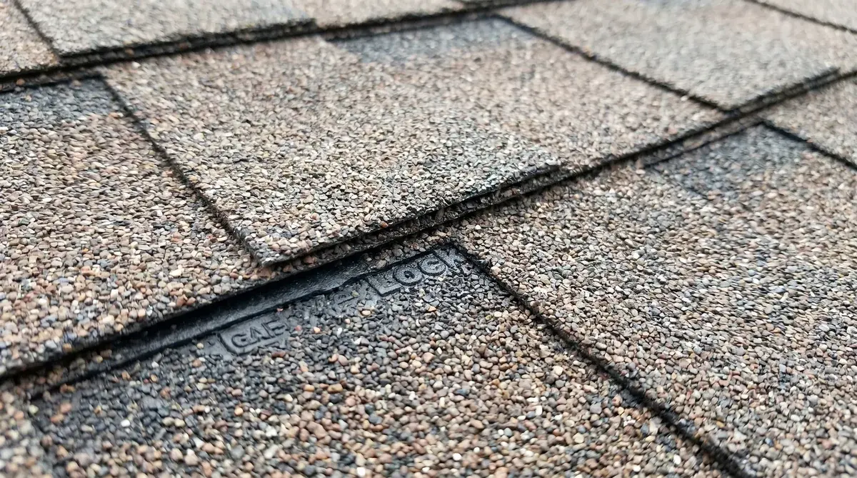close-up view of GAF Timberline HDZ shingles showing LayerLock technology and dimensional texture