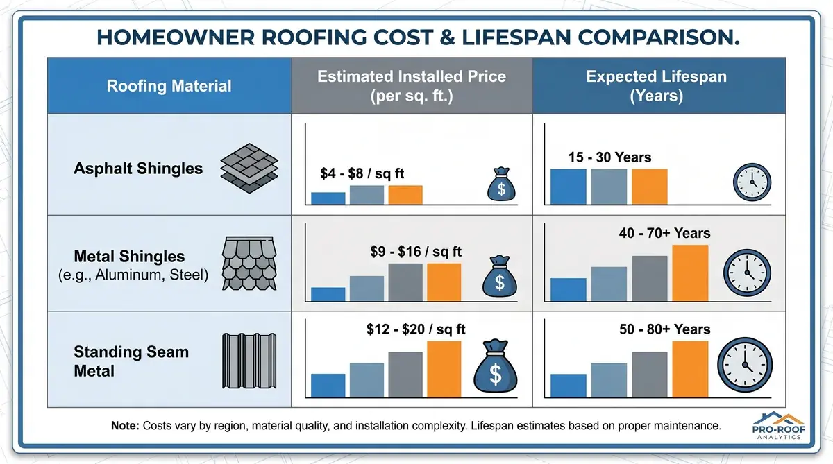 Metal Roof Cost Comparison Chart Homeowner Guide