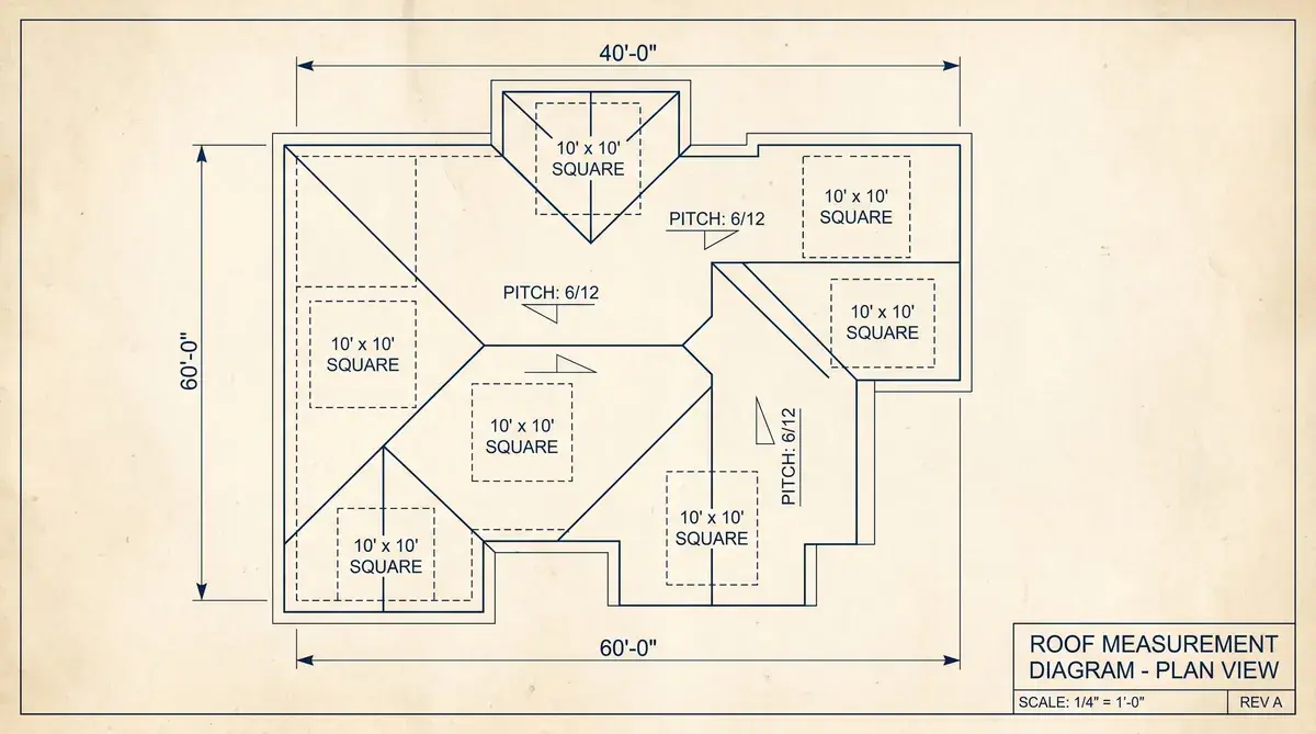 roof measurement diagram squares