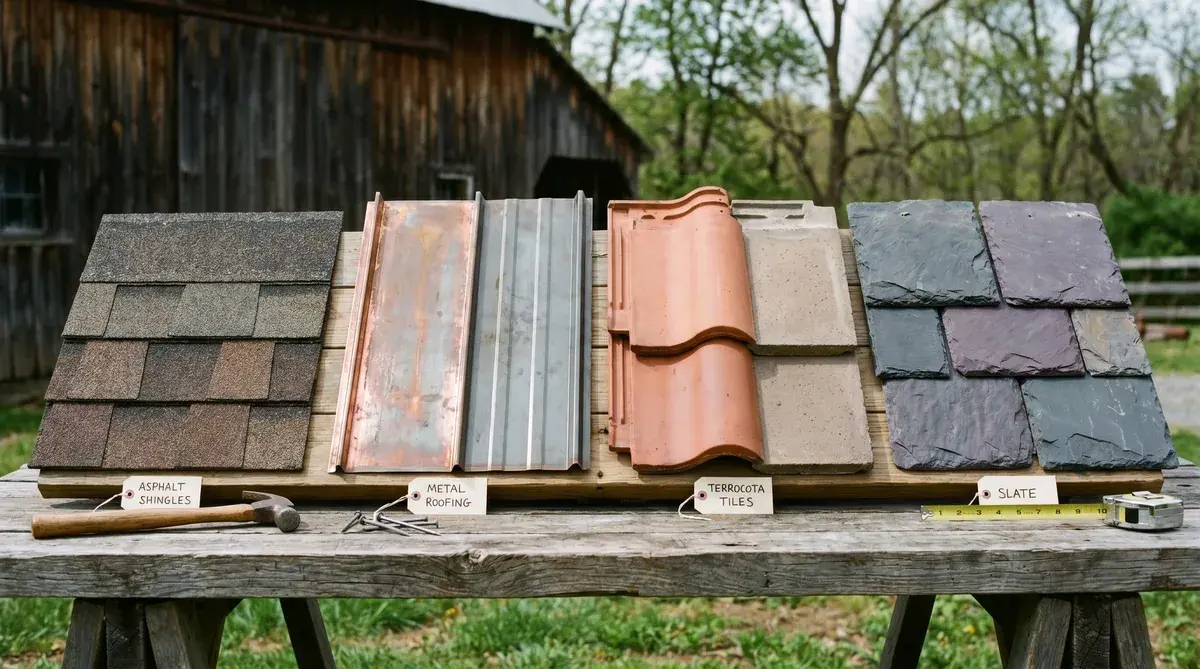 Roofing materials comparison chart showing different types and costs